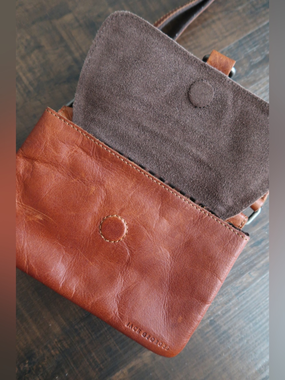 Leather Brown Crossbody Bag with Buckle Accent - Picture 3 of 5